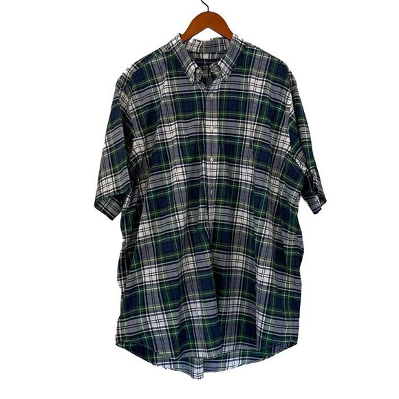 Polo Ralph Lauren Performance Blue/Green Plaid Short Sleeve Button Down 2XB/2TG - Picture 1 of 10